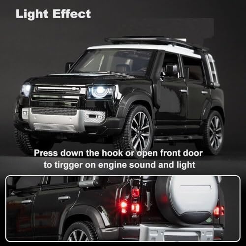 Image of Galaxy Hi-Tech Range Rover Defender 1:32 Scale Model Car Exclusive Alloy Metal Pull Back Die-cast Car Metal Pullback Toy car with Openable Doors & Light Music Best Gifts Toys Kids【Colors as Per Stock】