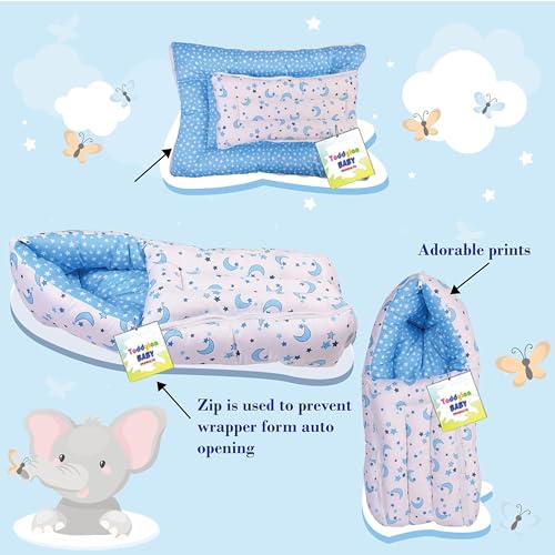 Image of Toddylon Baby Bed New Born Baby Bedding Set | Mosquito Net | Carry Bag | Mattress | Carry Bag | Essentials Combo | Cotton | Infants | Baby Boys & Baby Girls | Beds (0-6 Months) (3PCS Set)