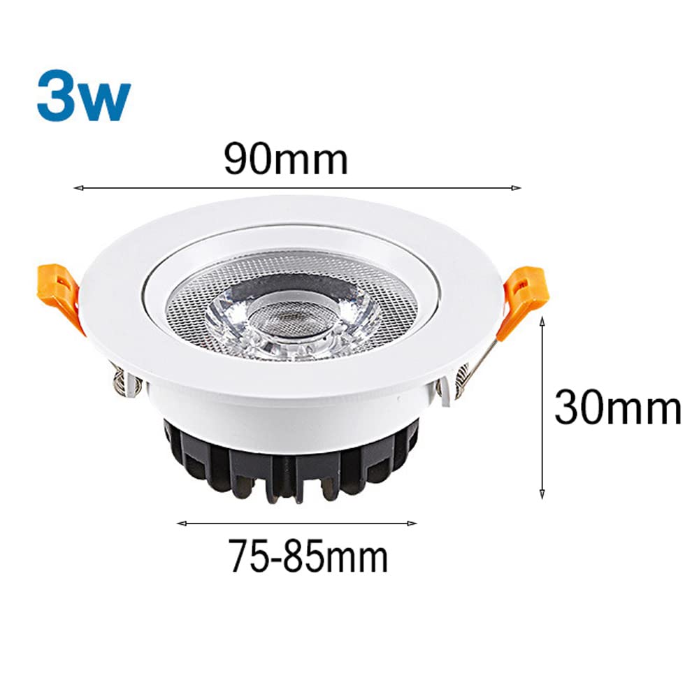 Reflektory sufitowe, zestaw 10 sztuk, CRI90+, LED, downlight, kierunkowe, wpuszczane, COB, cięcie sufitowe, regulowany kąt 75-85 mm, podświetlenie podtynkowe LED