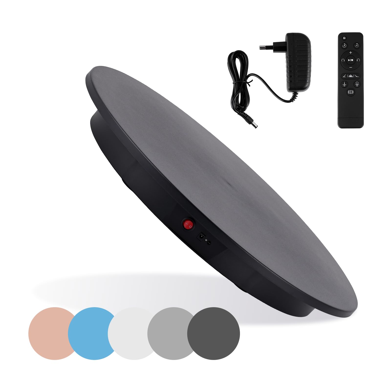 YJINGRUI Plato giratorio eléctrico, 60 cm de diámetro, 150 kg, plato giratorio con mando a distancia, plato giratorio eléctrico para fotografía, ángulo de velocidad y dirección ajustable (negro)