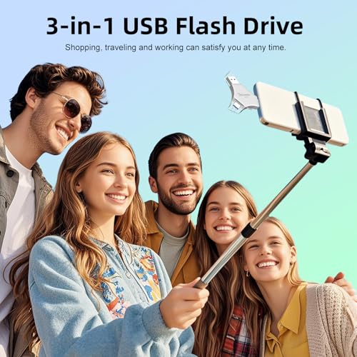 image for Techkey MFi Certified USB 3.0 Flash Drive 512GB for iPhone, 3in1 Exter