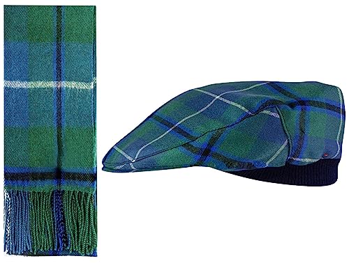 Foulard & Casquette Plate en Laine d'Agneau Tartan | Écharpe et Béret Écossais Taille Unique