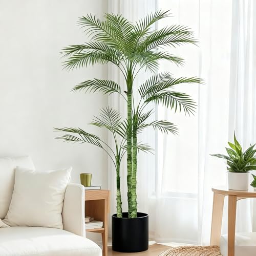 人工観葉植物 大型、フェイクグリーン 70-240cm、フェイク植物おしゃれ 装飾、造花 インテリ ア、鉢植え 葉、パキ ラ 多幸の 木、ヤシの木、モンステラ、オフィス、室内 装飾、鉢植え 植木、シンプ ル、ギフ ト、新築祝い (パームヤシ, 90x13x