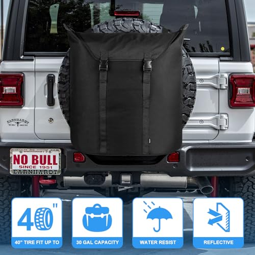 Image of Homakover Outdoors Spare Tire Trash Bag, Heavy Duty Truck Tailgate Rear Ladder Trash Bag, Fits up to 40 inch Tire, Large Recovery Gear Camping Fishing Repair Tool Cargo Storage Bag for Jeep Truck SUV Car