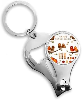 Chaveiro abridor de garrafa cortador de unhas com padrão de desenho animado do dia de Ação de Graças