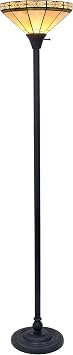 Chloe Lighting Belle Tiffany-Style Mission Blackish Bronze 1 Light Torchiere Lamp 14" Shade