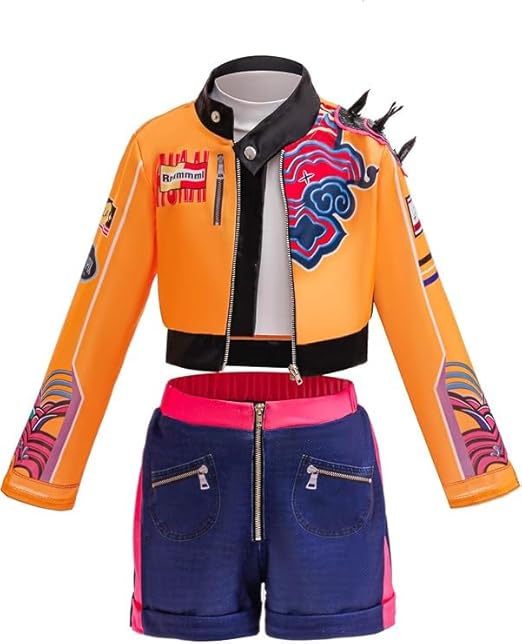 Disfraz de niña Halloween, conjunto de poliéster negro y amarillo