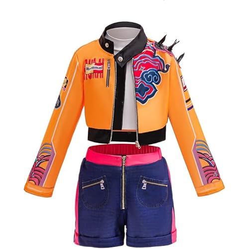 Girls Halloween Costume, Black and Yellow Polyester Top and Pants Set for Cosplay Events and Parties