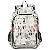 Mnsruu Suburban Wohn-Rucksack für Jungen, Mädchen, Studenten, Schule, Büchertasche, Reisen, Tagesrucksack, mehrfarbig, One size