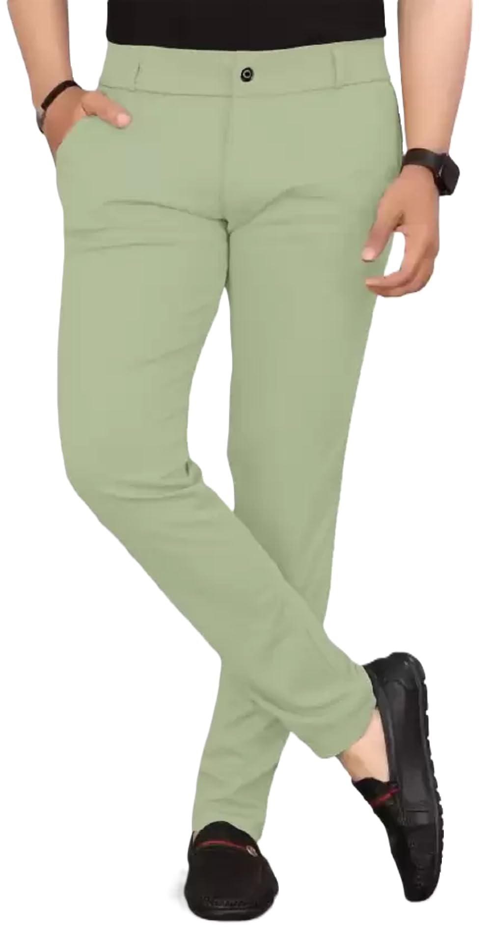 nuremburgs Men's Slim Fit Formal Trousers with Mid-Rise Waist and Lycra Blend | Solid Pattern and Button Closure | Ideal for Office, Business, and Everyday Wear-picture-37