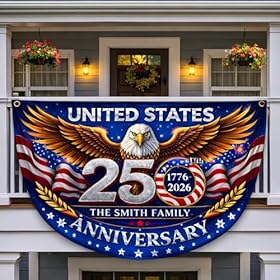 DILYPOD-Personalized-USA-250th-Anniversary-Bunting-Flag-with-Family-Name-Custom-America-250th-Birthday-Bunting-Flag-America-1776-2026-Patriotic-Eagle-Design-Banner-4th-of-July-Decor-4
