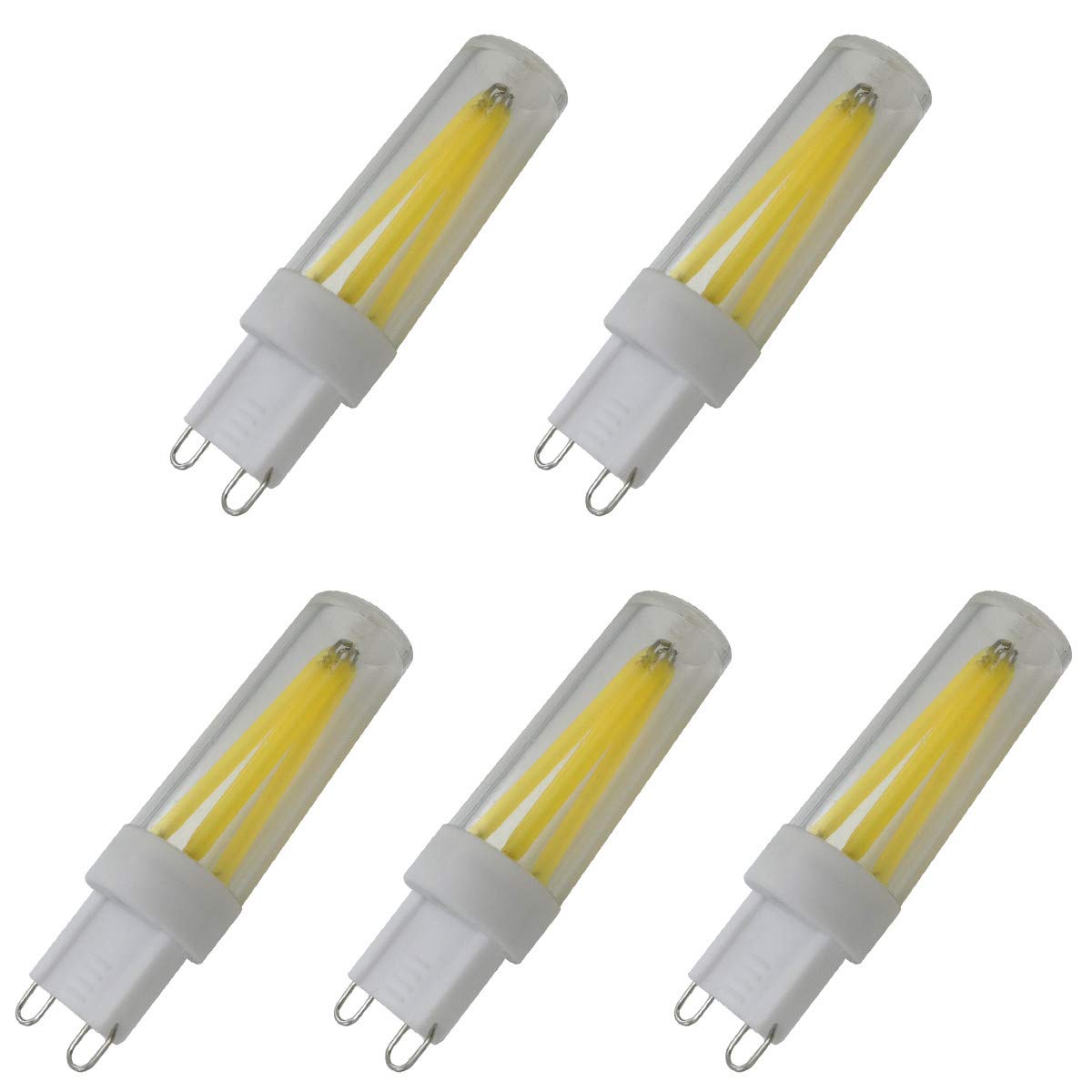 Aoxdi Dimmable G9 LED Bulbs 3W, LED Filament, No Flicker, 360° Beam Angle, Energy Saving G9 Light for Home Lighting, AC 220-240V, 5-Pack (Cool White)