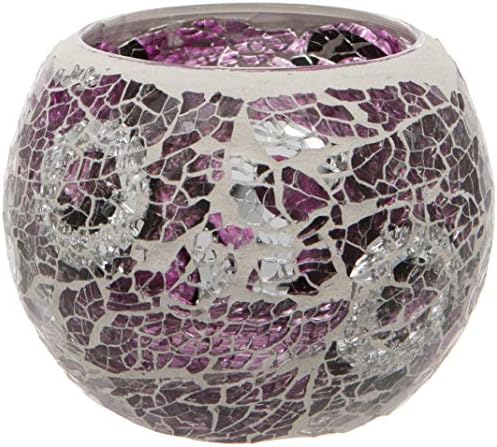 Multi Coloured Crackled Glass Mosaic Tea Light Holder