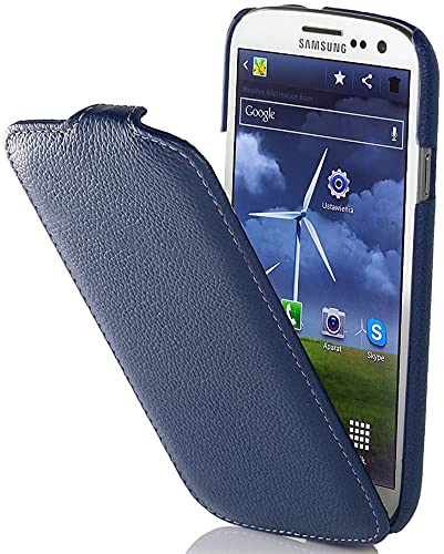 StilGut UltraSlim Hülle, Tasche aus echtem Leder für Samsung Galaxy S3 und S3 Neo, Navyblau 