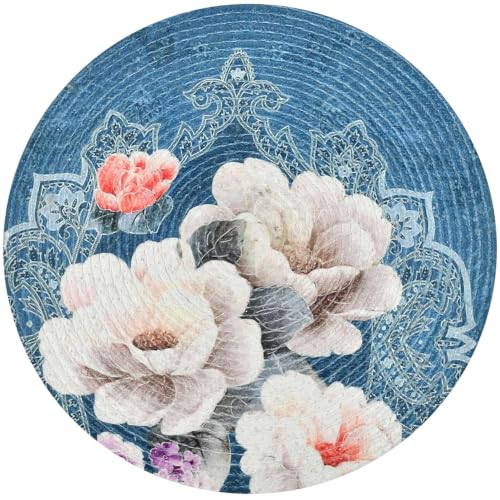 Image of Cotton Printed Round Table Mat (38x38 cm) - Pack of 1 (Single PCS) (Multi 6)