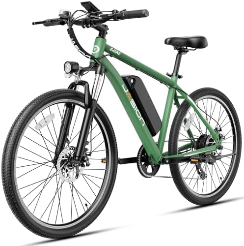 Jasion EB5 Electric Bike for Adults 26" tire with 1000W Peak Motor,Removable Battery Commuting Electric Mountain Bike,Up to 40Miles,7-Speed and Front Fork Suspension Ebike