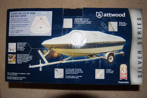 Attwood 10483Si4 Silver Series 17'-19' 150 Denier Universal Fit Cover For V-Hull Runabouts Boat #TOP1