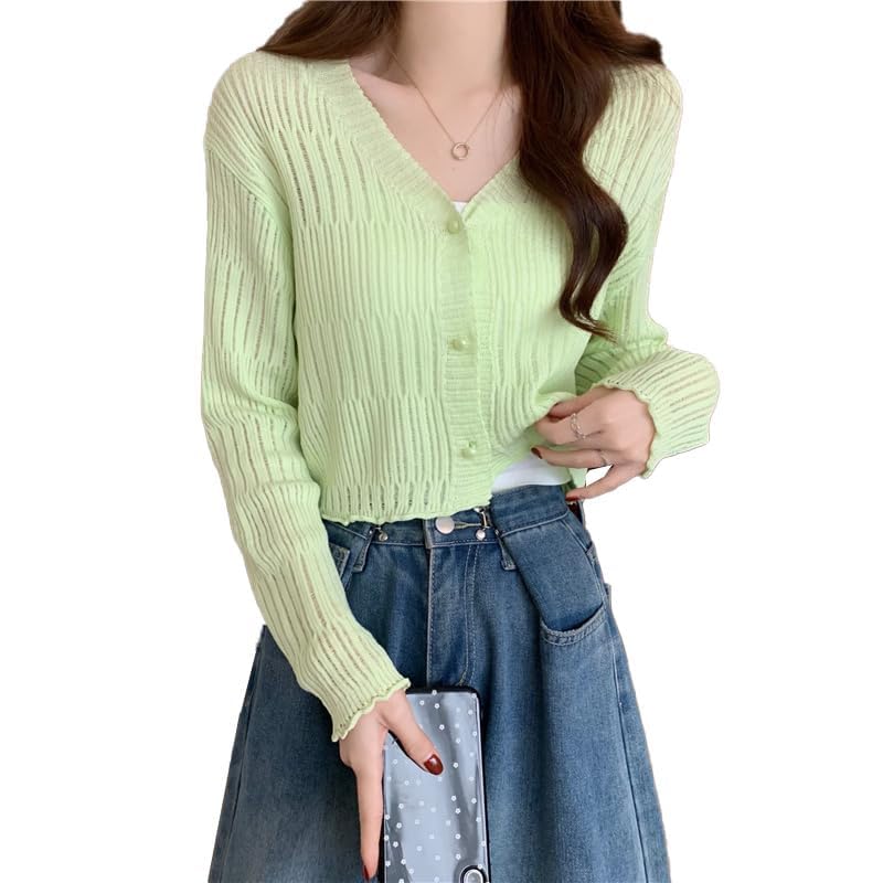 Image of ICW Women's Knitted Ribbed Cardigan Long-Sleeve V-Neck Button-Up Shrug Jacket Top Dn85