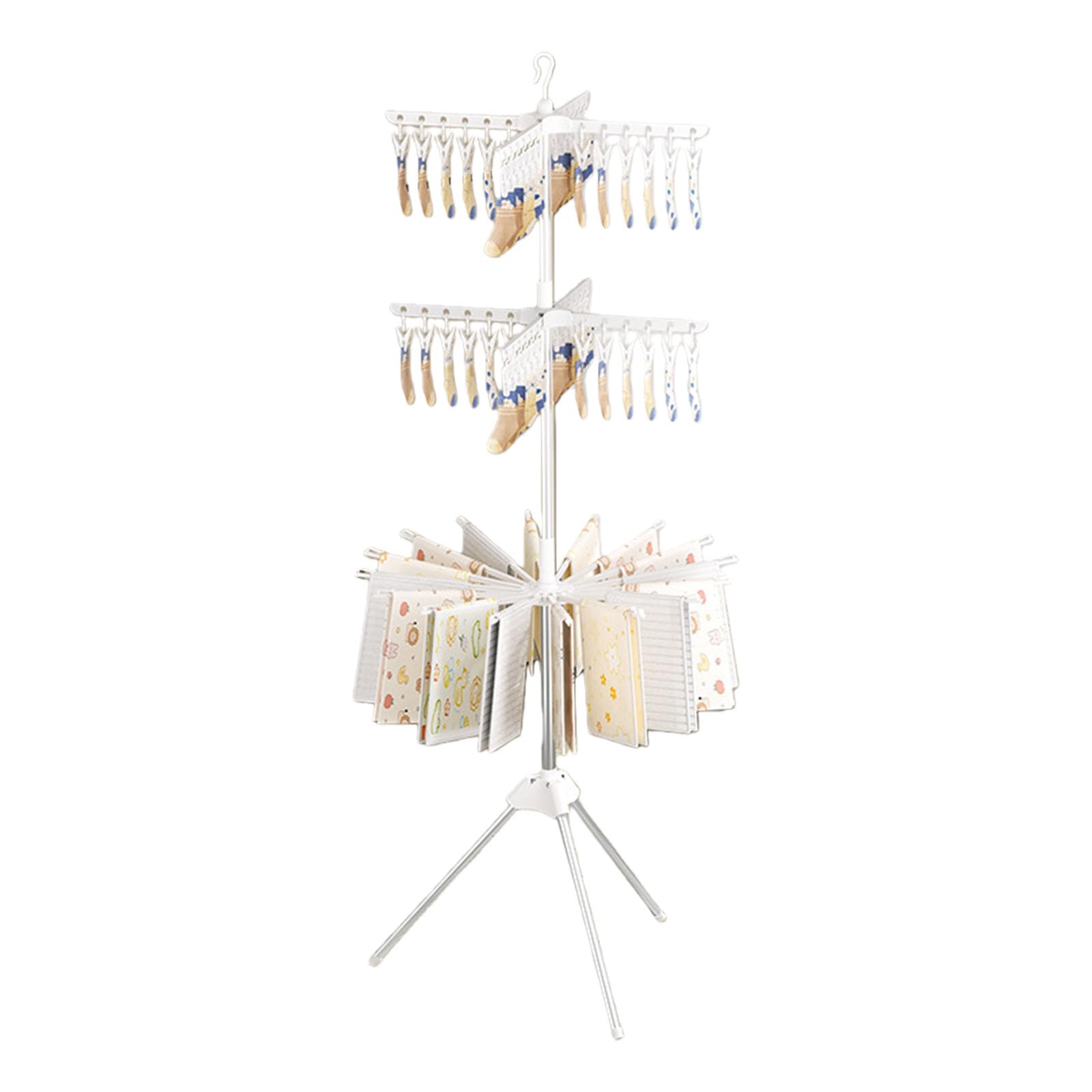 Kalttoy A 3 Rank Rustless Pliable Drying Rack Highlighting Rolling Disks Nd Multiple Fasteners For Efficient Drying In Limited Reas Clothes Rack