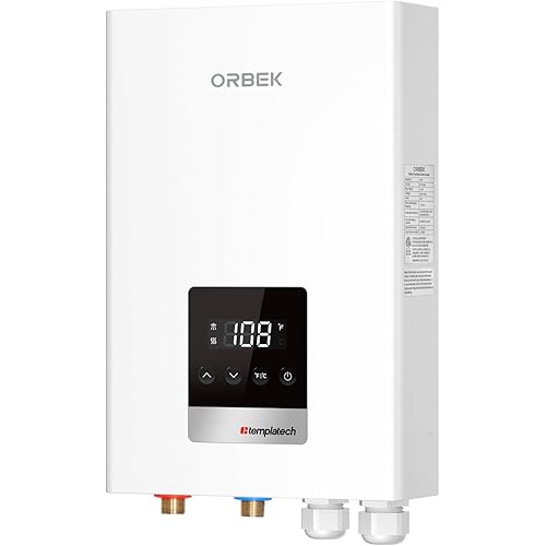 18kW Tankless Water Heater Electric, ORBEK Instant On Demand Hot Water Heater 240V, Up to 4.17 GPM, Supply for 2-3 Fixtures Simultaneously, within 1℉ Stable Temp, ETL Certified, Indoor Installation