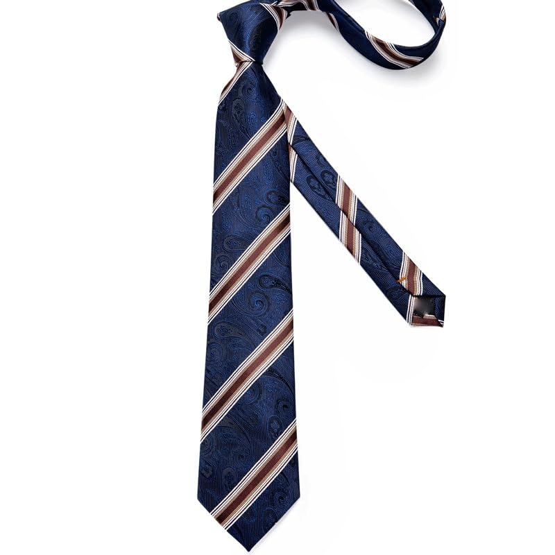 Corbata de negocios a rayas para hombres con set de accesorios miniatura 3