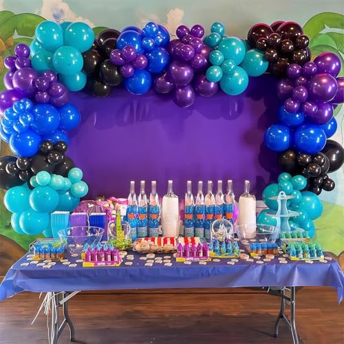 Image of Black Purple Blue Balloons Garland Arch Kit, Metallic Blue Purple Teal Black Balloons Arch Kit, Metallic Balloon for Kids Boys Man Video Game Birthday Party Baby Shower Graduation Decorations