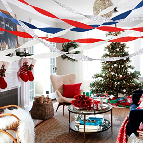 Yssai 8 Rolls Red White Blue Crepe Paper Streamers Patriotic Decorations Craft Birthday Party Streamers Garland Hanging Backdrops Decorations For 4Th Of July Independence Day Memorial Day #TOP5