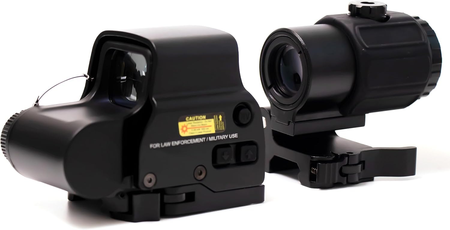 KinZon 558 G43 Visée Holographique à Point Rouge & Vert + Combinaison avec Loupe Grossissante 3X G43 + Montage Flip QD Intégré (Noir)
