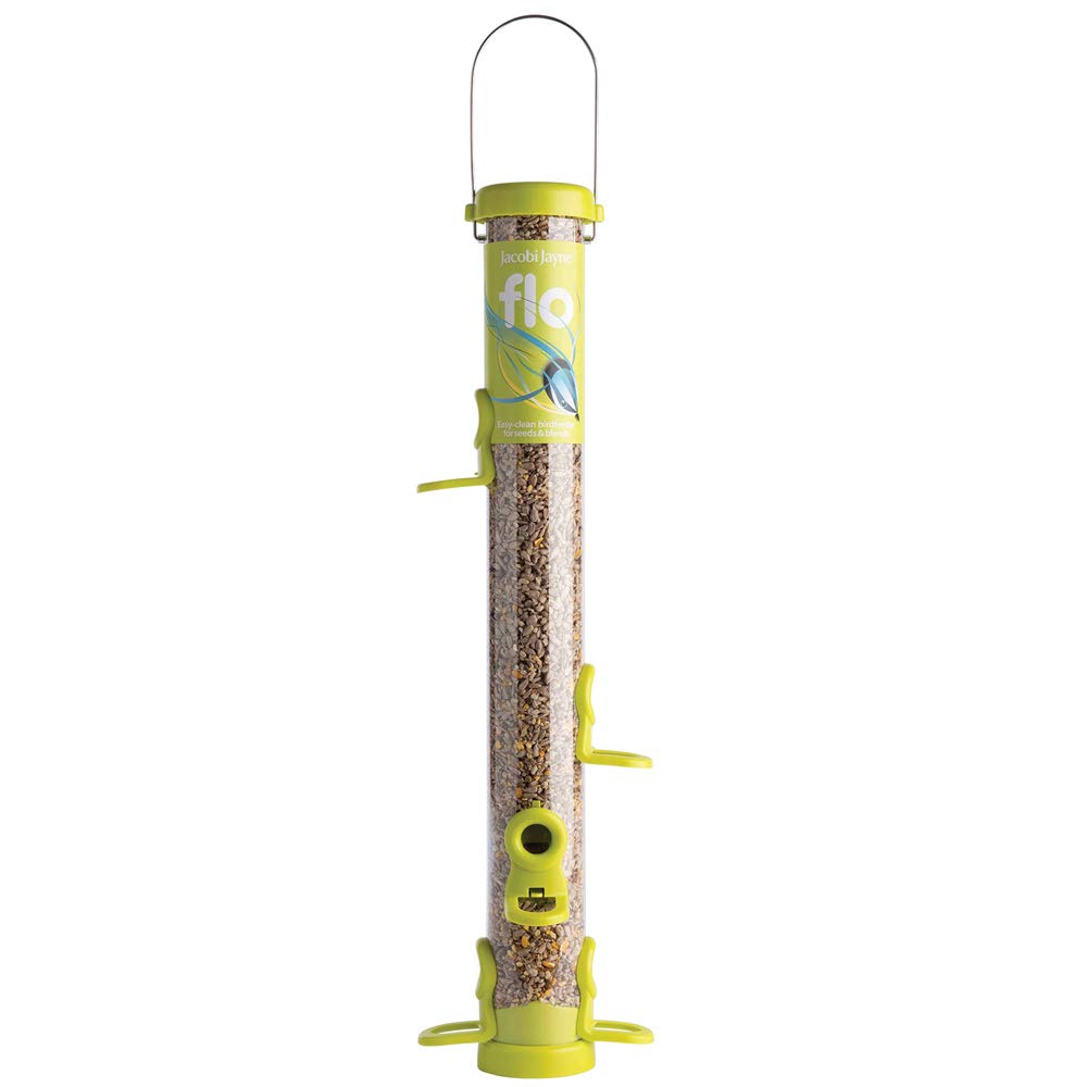 Jacobi Jayne® flo™ Bird Feeder - Bird feeders for small birds. Easy clean bird seed feeder. Won't clog or block. Flo™ hanging bird feeder for wild bird seed. 2 YEAR GUARANTEE. Classic green, small. — view 11