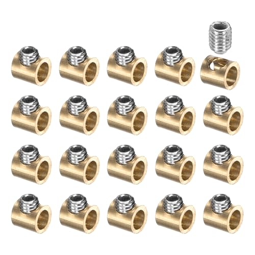 uxcell 20Pcs Wire Rope Clips, Copper Cable Lock with 1 Hexagon Socket Screw, Cable Clamp Fastener Fit for 1-1.5mm Wire Rope for Home Life Construction Industry Transportation, Copper