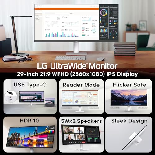 Image of LG 29U531A Smartchoice 73 cm (29 Inch) UltraWide WFHD (2560x1080) IPS Monitor, 100Hz, 5ms(GtG), Anti-Glare, HDR10, 3-Side Virtually Borderless, HDMI, DP, USB-C, Speakers, Tilt Adjustable (Black)