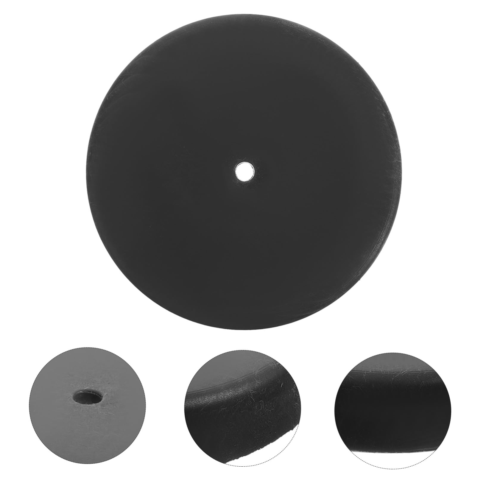 POPETPOP Base Lampada da Tavolo Rotonda Nera in Plastico e Iron Sand