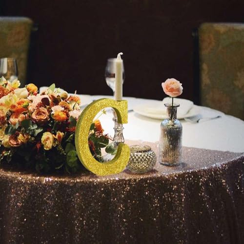 Image of TONIFUL 8 Inch Gold Glitter Letter C Table Centerpiece A-Z Gold Birthday Party Decorations,Gold Alphabet C for Birthday,Chrismas,Graduation,Bridal Shower,Wedding,Anniversary Party Supplies