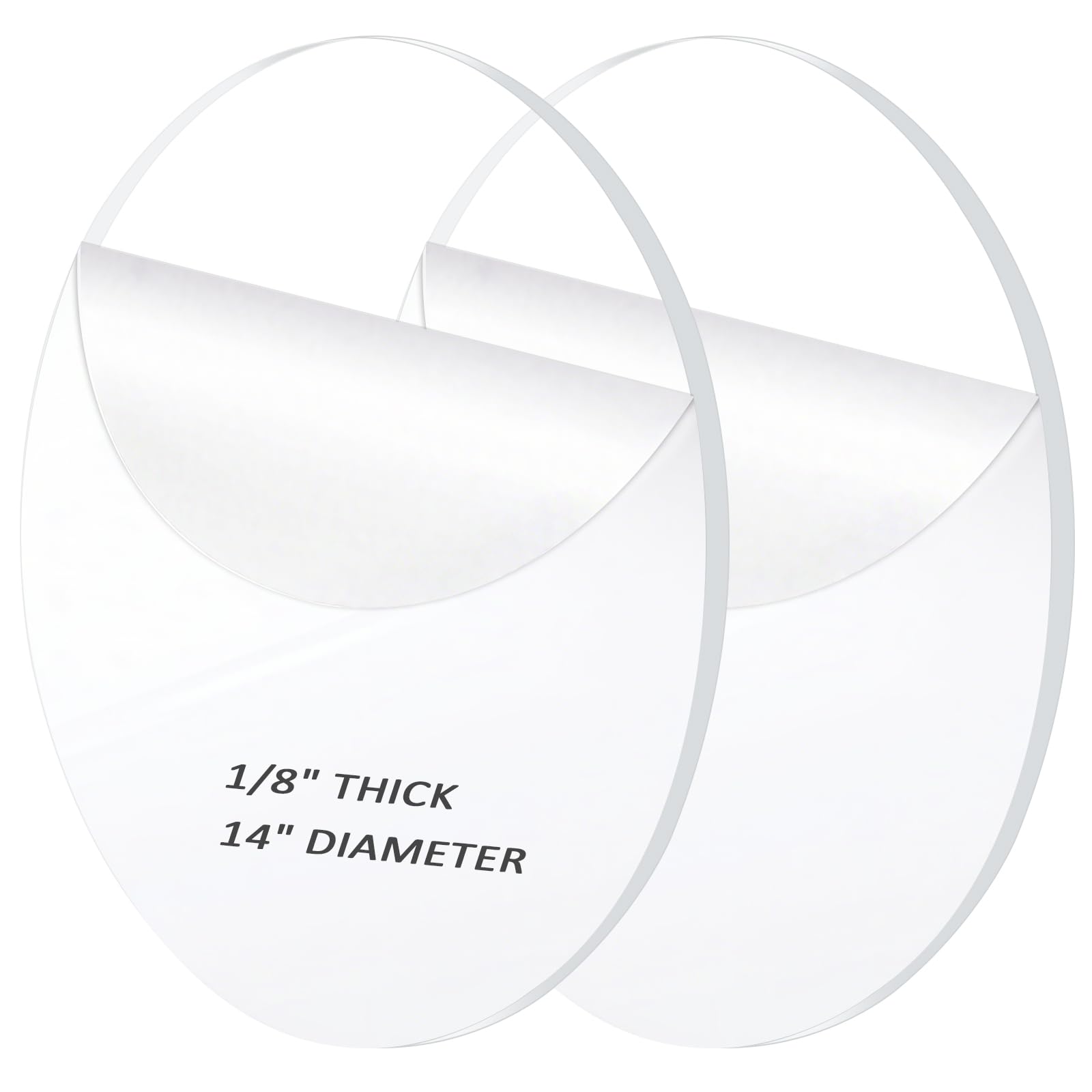 2 Pieces 1/8" Clear Circle Acrylic Sheet, 14 Inch Diameter Plexiglass Sheet, Round for Cake Discs, Plexiglass Table Top, Acrylic Backdrops and DIY Display Projects Craft