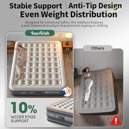 Image of InnoTruth Cal King Air Mattress with Built in Pump, Family Choice Award Winner-Inflatable Blow up Mattress, 18 inch Raised Colchones Inflables Air Bed for Guests & Home, Ideal for Home Use and Outdoor