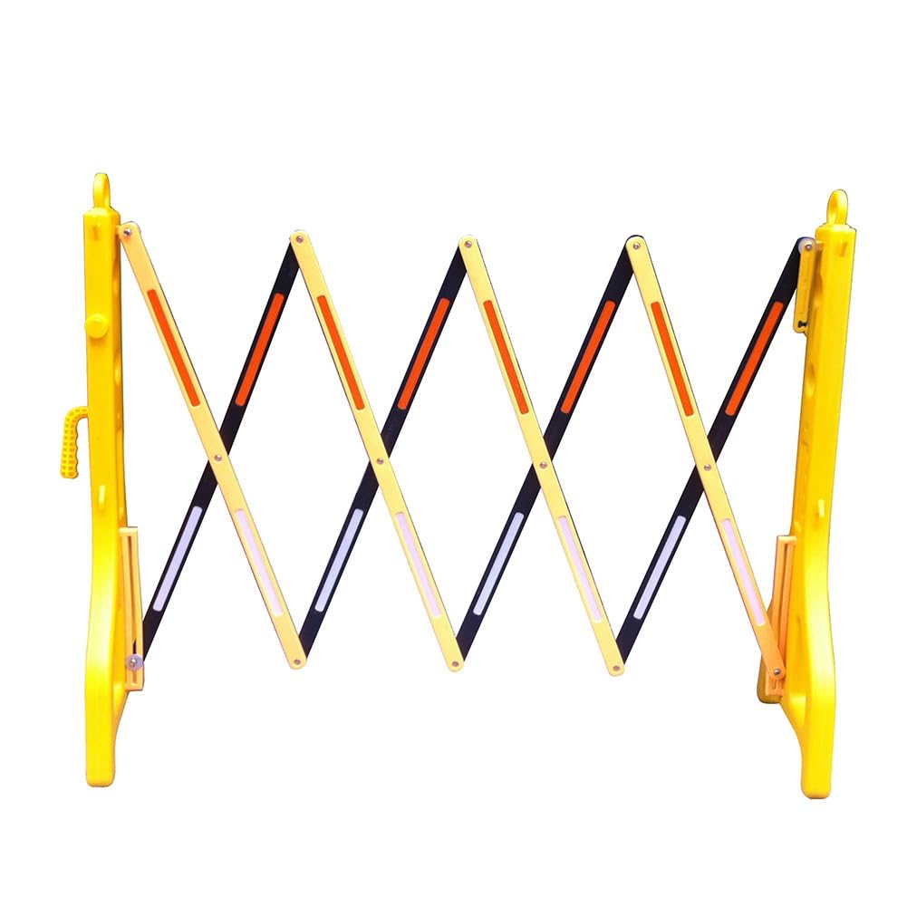 Barrière de sécurité routière extensible jaune en plastique avec réflecteurs pour l'extérieur