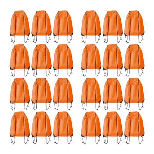 JohahaTim Drawstring Backpack Bulk 24Pcs Draw String Backpack Bags DIY Gym Sports Traveling Yoga Cinch Bag Sackpack Drawstring (orange)