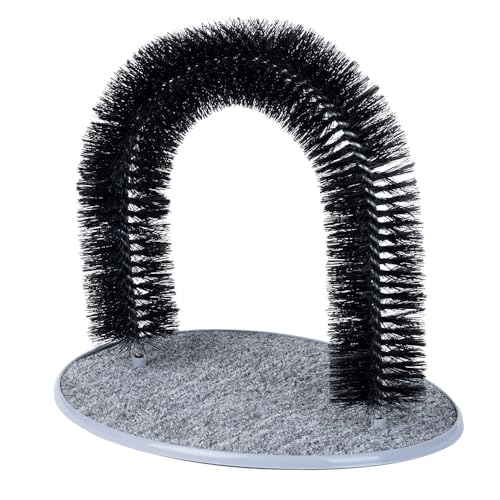 Petlicity Cat Kitten Massaging and Scratching Pet Arch Self Grooming with Soft Comfortable Bristles (Grey)