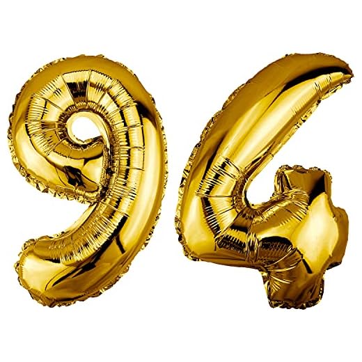 DekoRex Globo dorado 82 cm Globo cumpleaños Fiesta boda (Número 94)