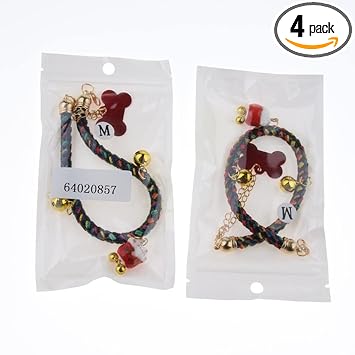 GIANTE 2Pcs Pet Dog Cat Necklace Adjustable Tie Collar with Bells ID Tag 2