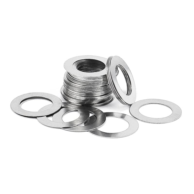 Ringen, 50 stuks DIN988 304 roestvrij staal ultradunne platte ring M5 M6 M7 M8 afstelling ultradunne shim vlakke pakking 0,1/0,2/0,3 mm(M6x12x0.3