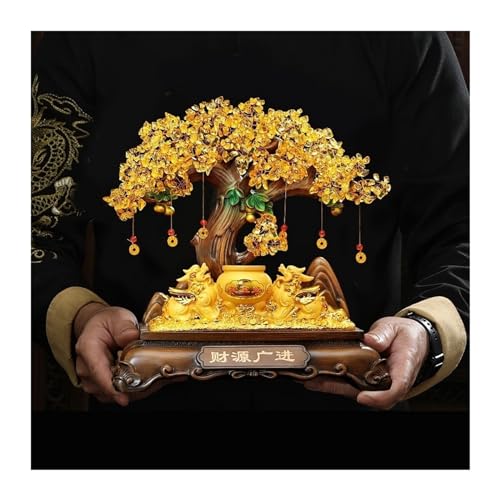 Sculpture du symbole de chance et arbre de l'argent en résine de prestige