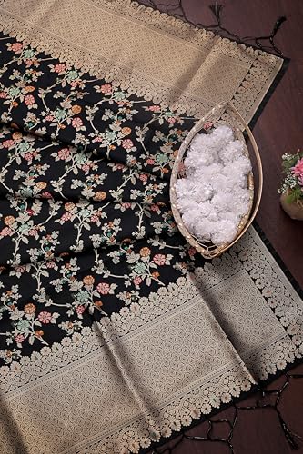 Image of DEVANGI Women's Woven Banarasi Silk Dupatta /Chunni For Women, Floral Print 1 Meter Wide and 2.3 Meter Length Printed Designer Dupatta /Chunni For Girls