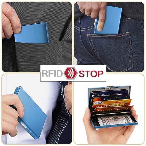 Ultra Thin RFID Blocking Metal Wallet - Blue Card Holder for All - Image 7