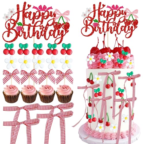 Décorations de gâteau cerises pour décorer facilement un grand gâteau d'anniversaire