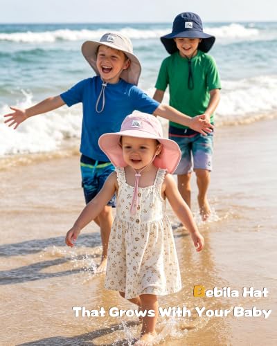 Toddler Baby Sun Hat UPF 50+ Kids Summer Outdoor Sun Hats for Boys Girls Beach Fishing Hat Age 0-8 Years (US, Age, 0 Months, 6 Months, Light Gray+Navy Blue) - image 4