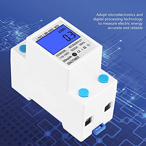 Image of AUNMAS Energy Monitor Kwh Meter, Accurate Measurement LCD Backlight Display Single Phase DIN Rail Mount 110-130V 5-32A Home Consumption Monitor