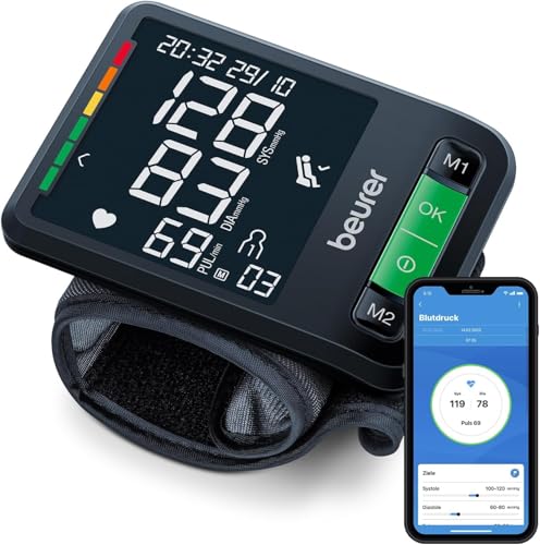 Beurer BC 87 Handgelenk-Blutdruckmessgerät mit App-Anbindung, klinisch validiert, XL-Display, Ruheindikator, Inflation-Technology, farbigem Risiko-Indikator und Arrhythmie-Erkennung