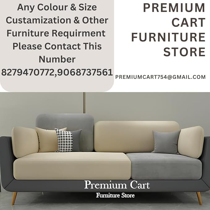 Image of Velvet Contemperory Sofa with Cushion Chaise Lounge Sectional Sofa Perfect for Living Room & Bedroom Guests Home & Office (Velvet Brown & Beige), 3 Seater