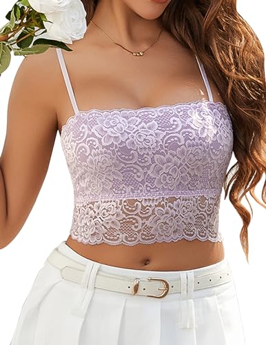 Image of Avidlove Bralettes for Women Lace Spaghetti Strap Tank Top Tube Slim Basic Camisole